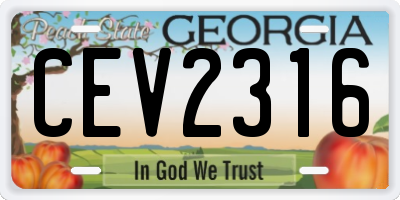GA license plate CEV2316
