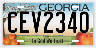 GA license plate CEV2340