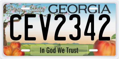 GA license plate CEV2342