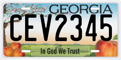GA license plate CEV2345