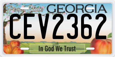 GA license plate CEV2362