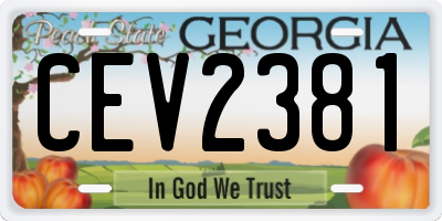 GA license plate CEV2381