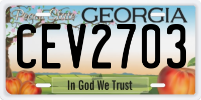 GA license plate CEV2703