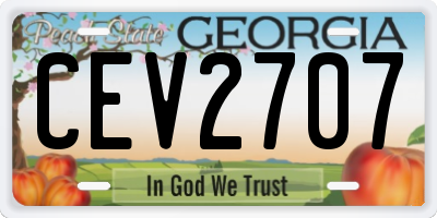 GA license plate CEV2707
