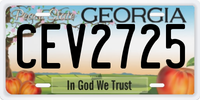 GA license plate CEV2725