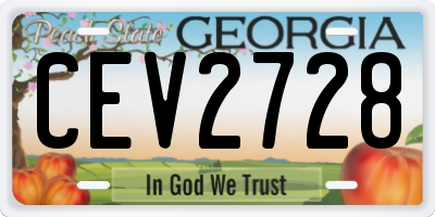 GA license plate CEV2728