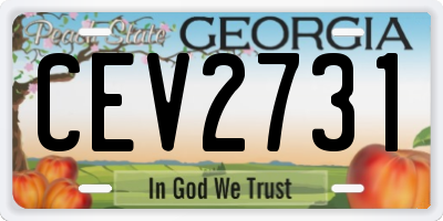 GA license plate CEV2731