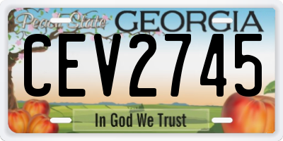 GA license plate CEV2745