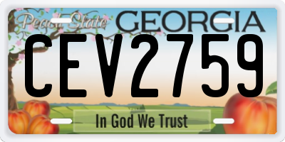 GA license plate CEV2759