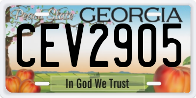 GA license plate CEV2905