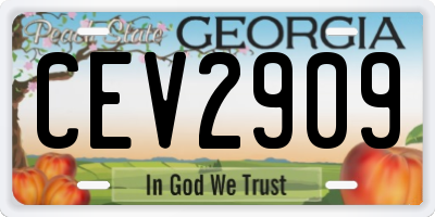 GA license plate CEV2909