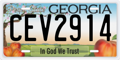 GA license plate CEV2914