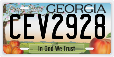 GA license plate CEV2928