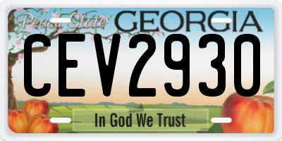 GA license plate CEV2930
