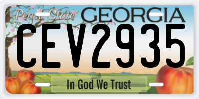 GA license plate CEV2935