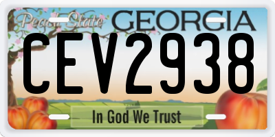 GA license plate CEV2938