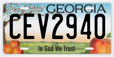 GA license plate CEV2940