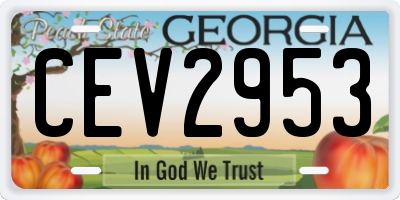 GA license plate CEV2953