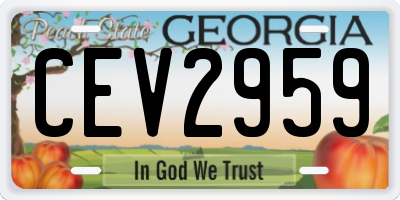 GA license plate CEV2959