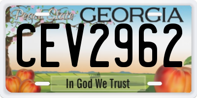 GA license plate CEV2962