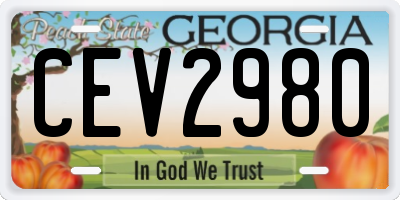 GA license plate CEV2980