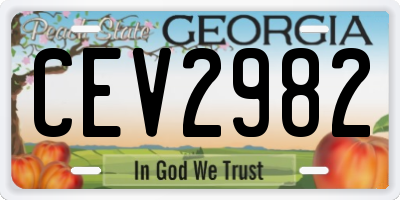 GA license plate CEV2982