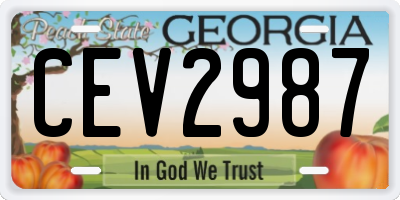 GA license plate CEV2987