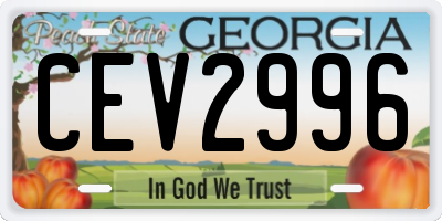 GA license plate CEV2996