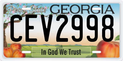 GA license plate CEV2998