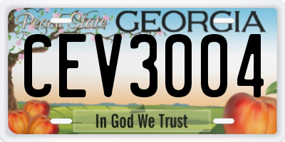 GA license plate CEV3004