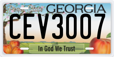 GA license plate CEV3007