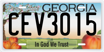GA license plate CEV3015