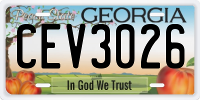 GA license plate CEV3026