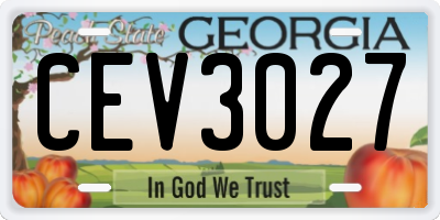 GA license plate CEV3027