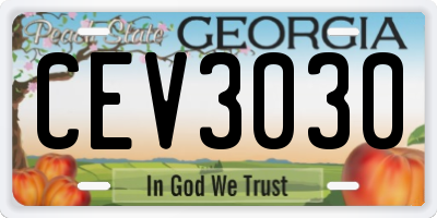 GA license plate CEV3030