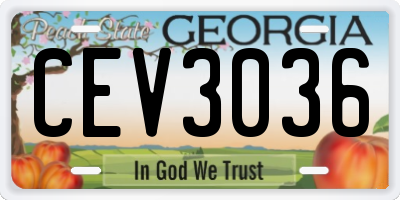 GA license plate CEV3036