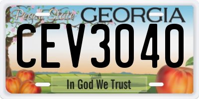 GA license plate CEV3040