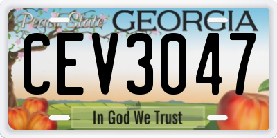 GA license plate CEV3047
