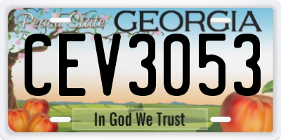 GA license plate CEV3053