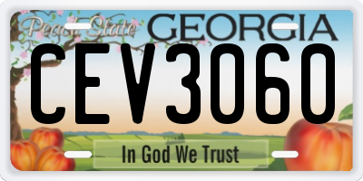 GA license plate CEV3060