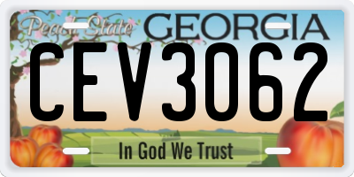 GA license plate CEV3062