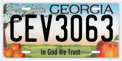 GA license plate CEV3063