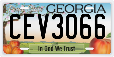 GA license plate CEV3066