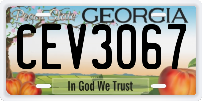 GA license plate CEV3067
