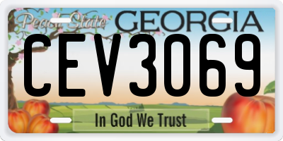 GA license plate CEV3069