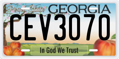 GA license plate CEV3070