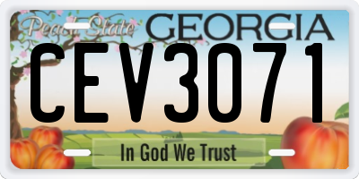 GA license plate CEV3071