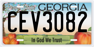 GA license plate CEV3082