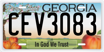 GA license plate CEV3083