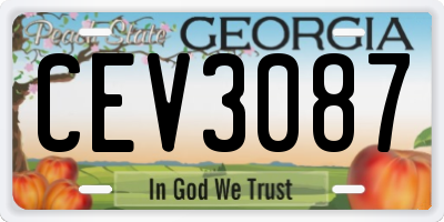 GA license plate CEV3087